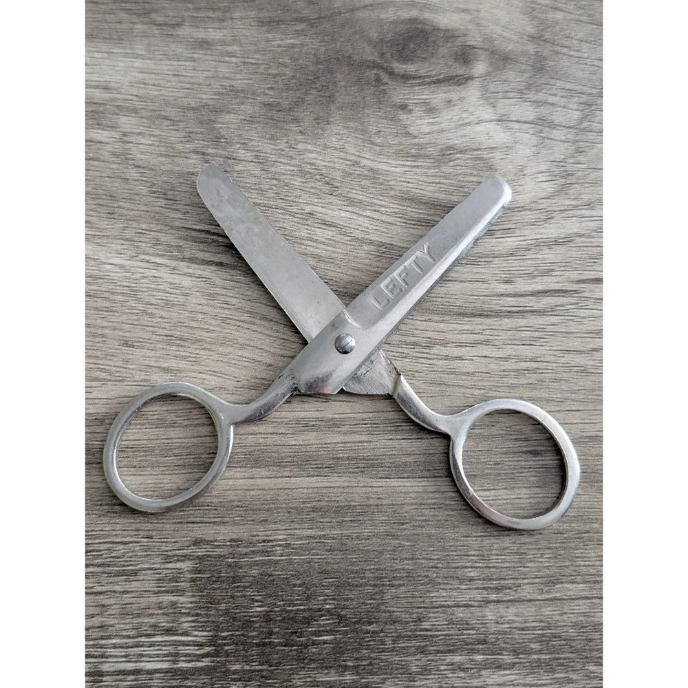 Vintage LEFTY Kids Youth Scissors Set of 4 Left Handed Metal Safety Shears